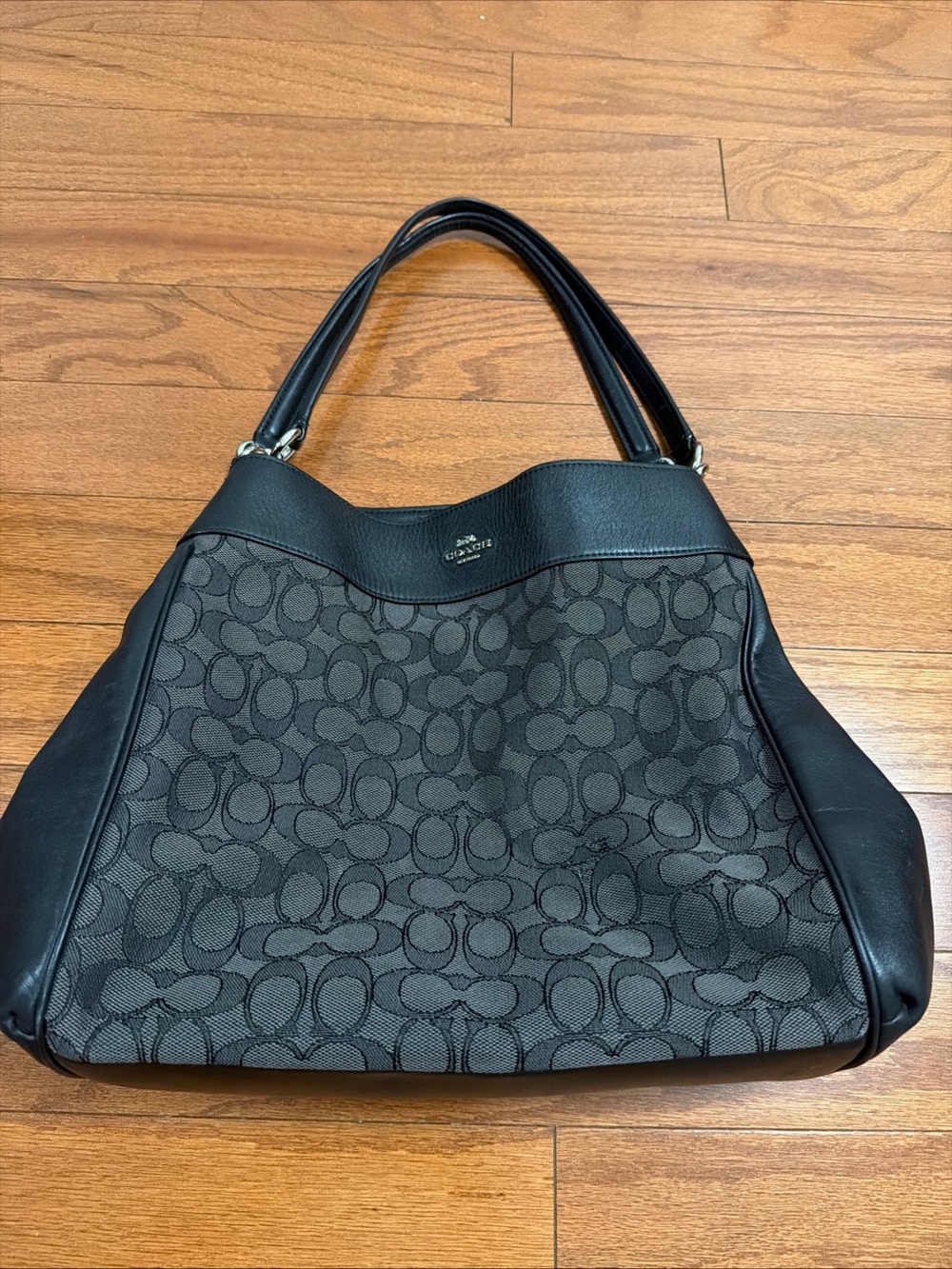 Coach Signature Jacquard Lexy F27579 Shoulder Bag Black Smoke Vintage hobo